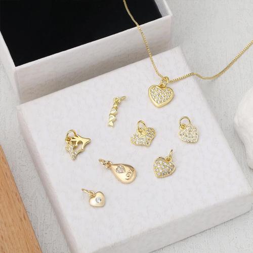 Cubique Pendentif en laiton zircon pavent, Placage, DIY & pavé de micro zircon, doré, Vendu par PC