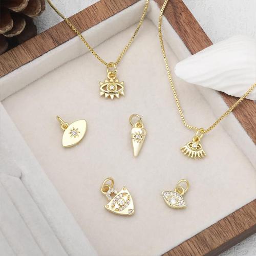 Cubique Pendentif en laiton zircon pavent, Placage, DIY & pavé de micro zircon, doré, Vendu par PC