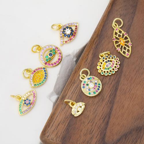 Cubique Pendentif en laiton zircon pavent, Placage, DIY & pavé de micro zircon, doré, protéger l'environnement, sans nickel, plomb et cadmium, Vendu par PC