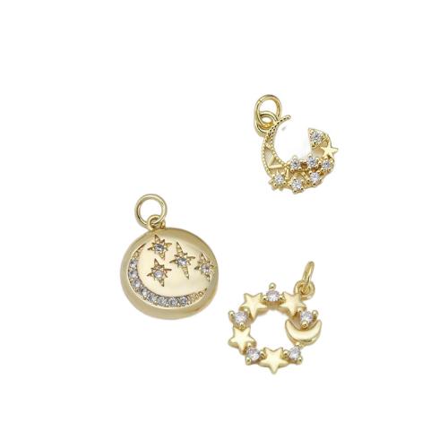 Cubique Pendentif en laiton zircon pavent, Placage, DIY & pavé de micro zircon, doré, Vendu par PC