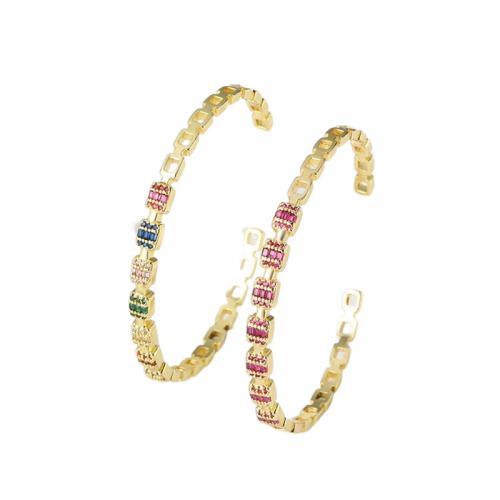 Mosaz Cuff náramek, módní šperky & micro vydláždit kubické zirkony, zlatý, nikl, olovo a kadmium zdarma, Prodáno By PC