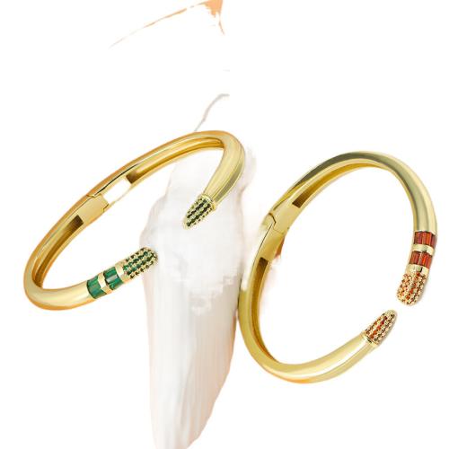 Mosaz Cuff náramek, módní šperky & micro vydláždit kubické zirkony, zlatý, nikl, olovo a kadmium zdarma, Prodáno By PC