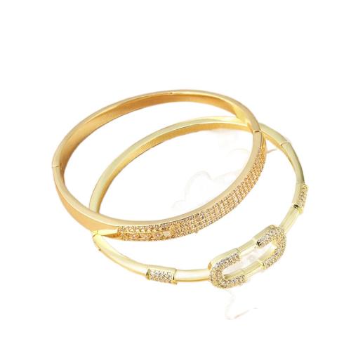 Mosaz Cuff náramek, módní šperky & micro vydláždit kubické zirkony, zlatý, nikl, olovo a kadmium zdarma, Prodáno By PC