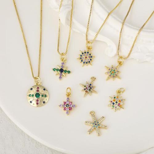 Cubique Pendentif en laiton zircon pavent, Placage, DIY & pavé de micro zircon, doré, protéger l'environnement, sans nickel, plomb et cadmium, Vendu par PC