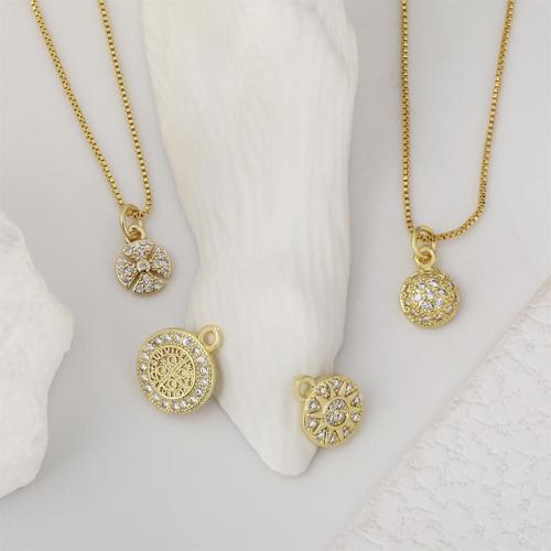 Cubique Pendentif en laiton zircon pavent, Placage, DIY & pavé de micro zircon, doré, protéger l'environnement, sans nickel, plomb et cadmium, Vendu par PC