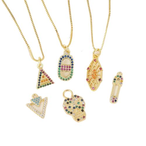 Cubique Pendentif en laiton zircon pavent, Placage, DIY & pavé de micro zircon, doré, protéger l'environnement, sans nickel, plomb et cadmium, Vendu par PC