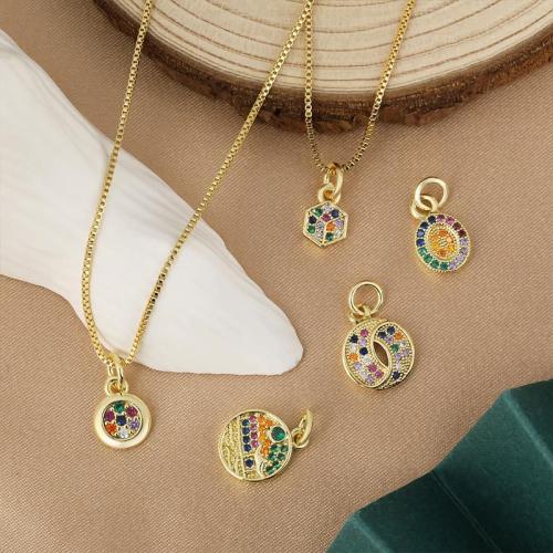 Cubique Pendentif en laiton zircon pavent, Placage, DIY & pavé de micro zircon, doré, protéger l'environnement, sans nickel, plomb et cadmium, Vendu par PC