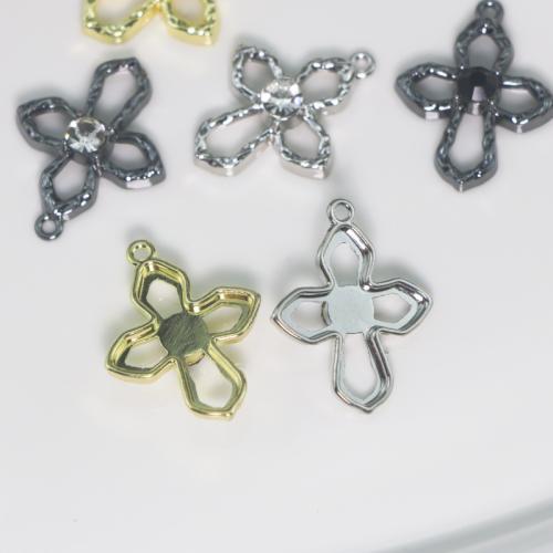 Zinc Alloy Rhinestone Pendants Cross plated DIY & with rhinestone Sold By PC