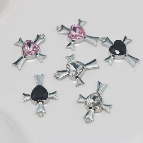Cynk stopu Rhinestone wisiorki, Stop cynku, Krzyż, Powlekane, DIY & z kamieniem, dostępnych więcej kolorów, sprzedane przez PC