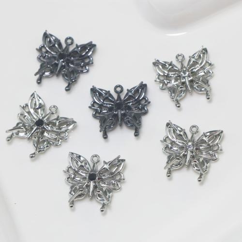 Cynk stopu Rhinestone wisiorki, Stop cynku, Motyl, Powlekane, DIY & z kamieniem, dostępnych więcej kolorów, sprzedane przez PC