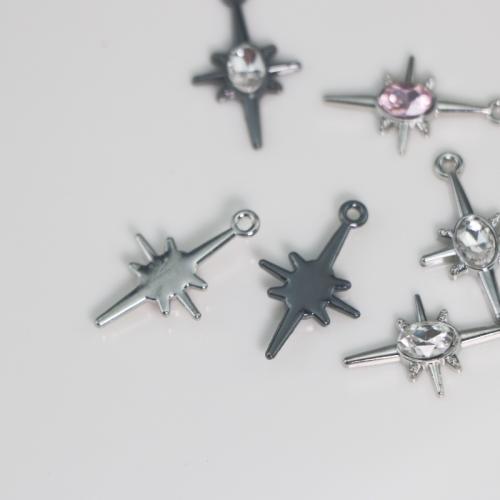 Cynk stopu Rhinestone wisiorki, Stop cynku, Krzyż, Powlekane, DIY & z kamieniem, dostępnych więcej kolorów, sprzedane przez PC