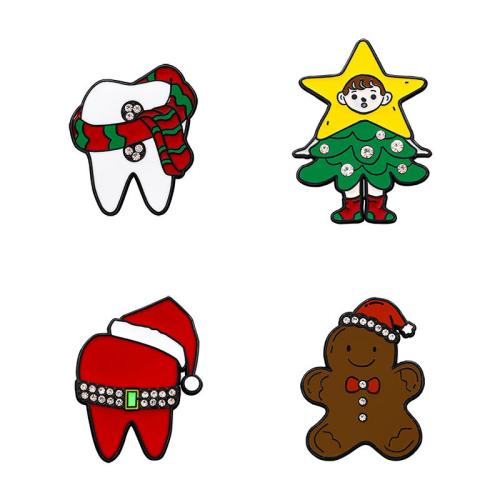 Weihnachten Broschen, Zinklegierung, Weihnachts-Design & unisex & Emaille & mit Strass, schwarz, verkauft von PC