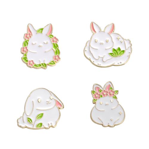 smalt Brož, Zinek, Králík, vypalovací lak, unisex & různé styly pro výběr, zlatý, Prodáno By PC