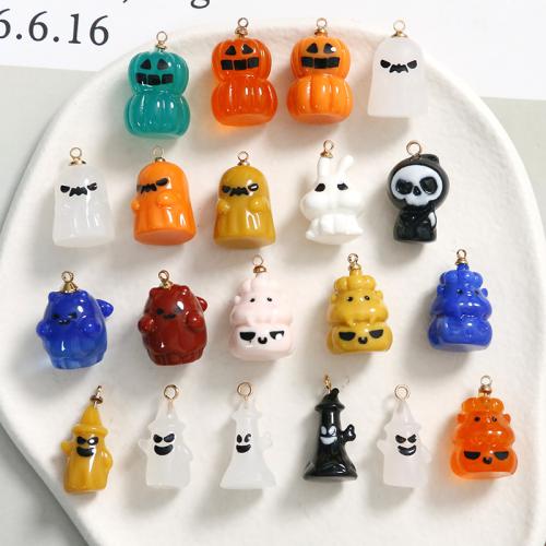 Fashion Halloween Pendant Resin Ghost painted Halloween Design & DIY pendant length 15-20mm Sold By PC