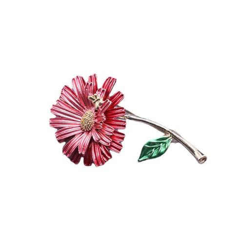 Zinc Alloy Brooch Daisy gold color plated Tole Paintng & for woman Sold By PC