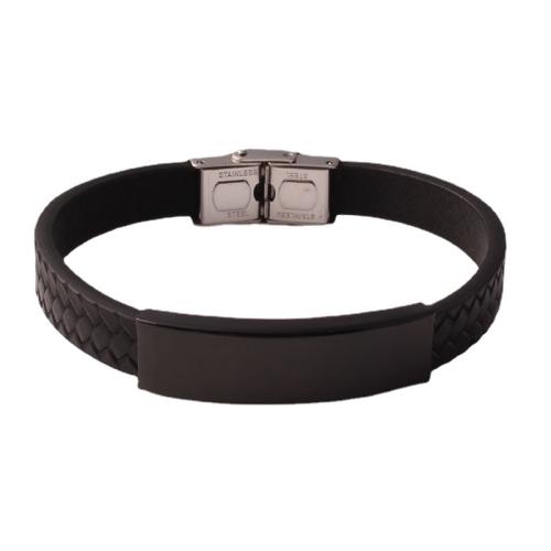 cuir PU bracelet, avec Acier inoxydable 304, unisexe & styles différents pour le choix, noire, Longueur Environ 8-9 pouce, Vendu par PC