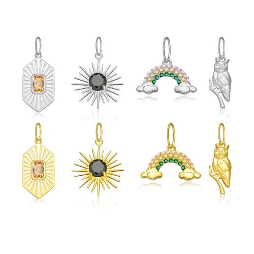 Cubic Zirconia Micro Pave Pingente de Prata Sterling, 925 de prata esterlina, with Concha de resina, banhado, DIY & Vario tipos a sua escolha & micro pavimento em zircônia cúbica, vendido por PC