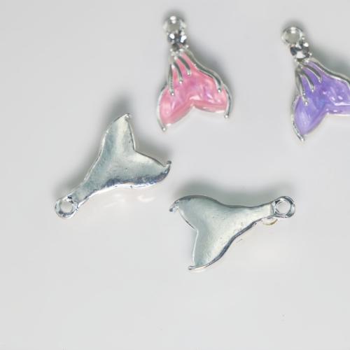 Résine Zinc Alloy pendentifs, alliage de zinc, avec résine, Queue de sirène, Placage de couleur argentée, DIY & avec strass, plus de couleurs à choisir, Vendu par PC