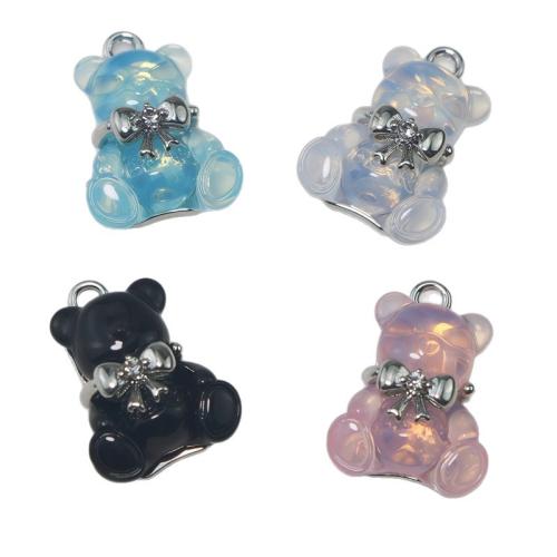 Résine Zinc Alloy pendentifs, alliage de zinc, avec résine, ours, Placage, DIY & avec strass, plus de couleurs à choisir, Vendu par PC
