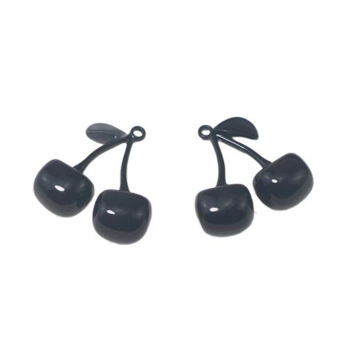 Zinc Alloy fruits forme pendentifs, alliage de zinc, cerise, Placage, DIY, noire, Vendu par PC