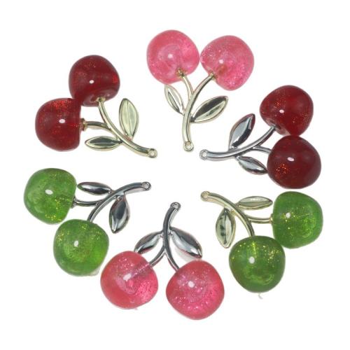 Résine Zinc Alloy pendentifs, alliage de zinc, avec résine, cerise, Placage, DIY, plus de couleurs à choisir, Vendu par PC