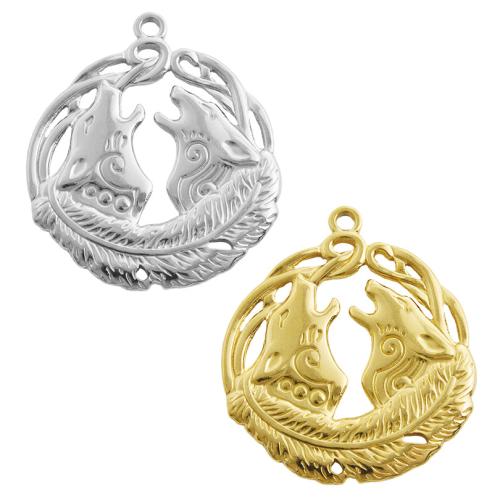 Nerezová ocel zvířat Přívěsky, 304 Stainless Steel, Vlk, DIY & dutý, více barev na výběr, 10PC/Bag, Prodáno By Bag