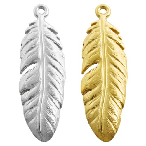 Stainless Steel Pendants 304 Stainless Steel Feather plated DIY Sold By Bag