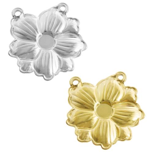 Nerezová ocel Přívěsek Nastavení, 304 Stainless Steel, Květina, DIY & double-hole, více barev na výběr, 10PC/Bag, Prodáno By Bag