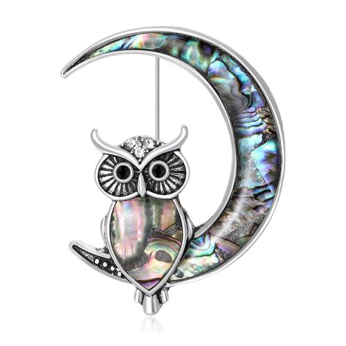 Shell Brosch, med Zink Alloy, Owl, mode smycken, blandade färger, Säljs av PC