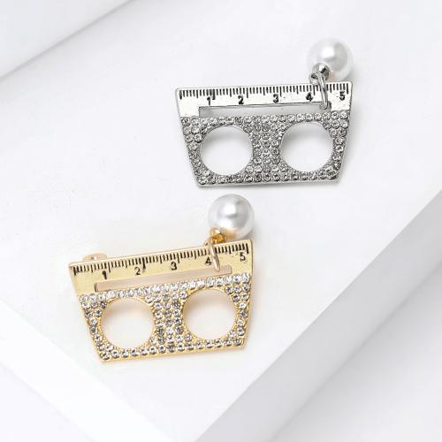 Drahokamu Brož, Zinek, s Plastové Pearl, pravítko, á, módní šperky & s drahokamu, více barev na výběr, Prodáno By PC