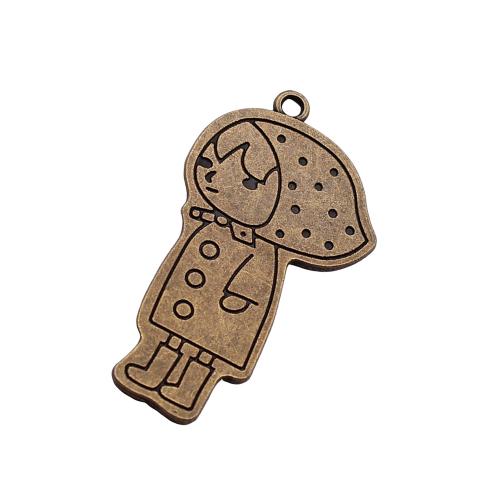 Character Shaped Zinc Alloy Pendants, liga de zinco, Garota, banhado, DIY, cor de bronze antiga, vendido por PC