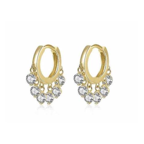 laiton Boucles d'oreilles pendantes Hoop Huggie, Placage, styles différents pour le choix & pavé de micro zircon & pour femme, Diamètre intérieur:Environ 9mm, Vendu par paire