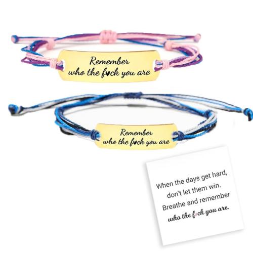 Acier inoxydable 304 bracelet, avec cordon de polyester, fait à la main, unisexe & styles différents pour le choix, Longueur Environ 6-10 pouce, Vendu par PC