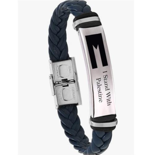 Acier inoxydable 304 bracelet, avec cuir PU, poli, bijoux de mode & pour homme, plus de couleurs à choisir, Longueur Environ 8 pouce, Vendu par PC