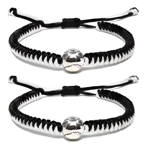 cordon de polyester Set de bracelet, avec alliage de zinc, fait à la main, réglable & styles différents pour le choix & pour le couple, Longueur Environ 6-10 pouce, Vendu par fixé