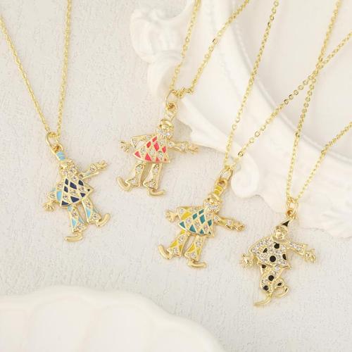 Cubique Pendentif en laiton zircon pavent, clown, Placage, DIY & pavé de micro zircon & émail, plus de couleurs à choisir, protéger l'environnement, sans nickel, plomb et cadmium, Vendu par PC
