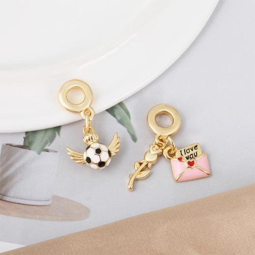 Brass Jewelry Pendants plated DIY & micro pave cubic zirconia & enamel nickel lead & cadmium free Sold By PC