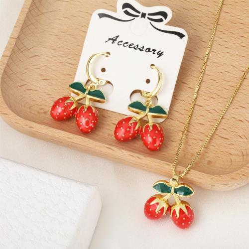 Brass Jewelry Set pendant & earring plated fashion jewelry & enamel nickel lead & cadmium free Sold By Set