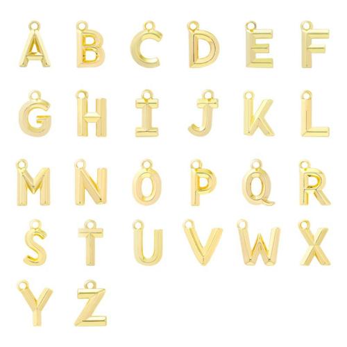 Brass Jewelry Pendants Alphabet Letter plated DIY golden nickel lead & cadmium free Sold By PC