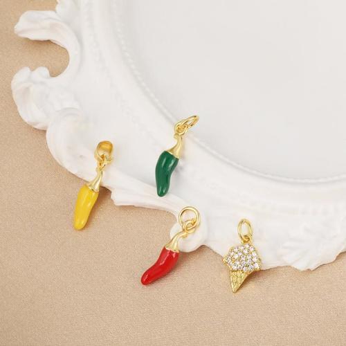 Brass Jewelry Pendants plated DIY & micro pave cubic zirconia & enamel nickel lead & cadmium free Sold By PC