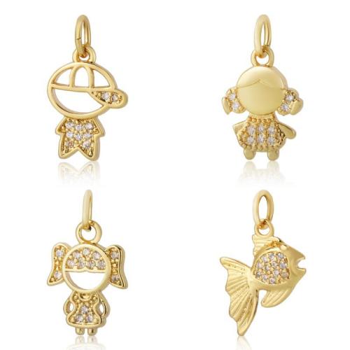 Cubic Zirconia Micro Pave bronze Pingente, cobre, banhado, DIY & micro pavimento em zircônia cúbica, Mais cores pare escolha, níquel, chumbo e cádmio livre, vendido por PC