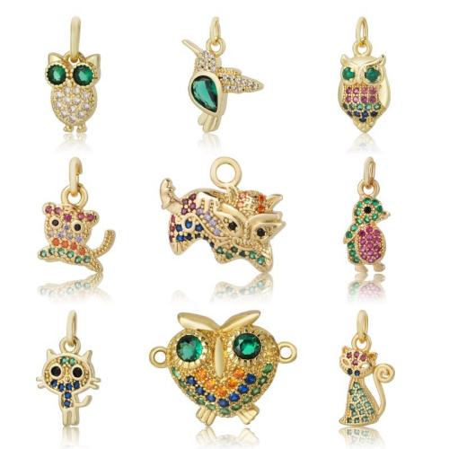 Cubique Pendentif en laiton zircon pavent, Placage, DIY & pavé de micro zircon, plus de couleurs à choisir, protéger l'environnement, sans nickel, plomb et cadmium, Vendu par PC