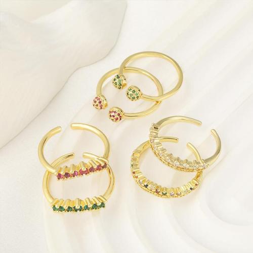 Cúbicos Circonia Micro Pave anillo de latón, metal, chapado, Joyería & micro arcilla de zirconia cúbica, más colores para la opción, libre de níquel, plomo & cadmio, Vendido por UD