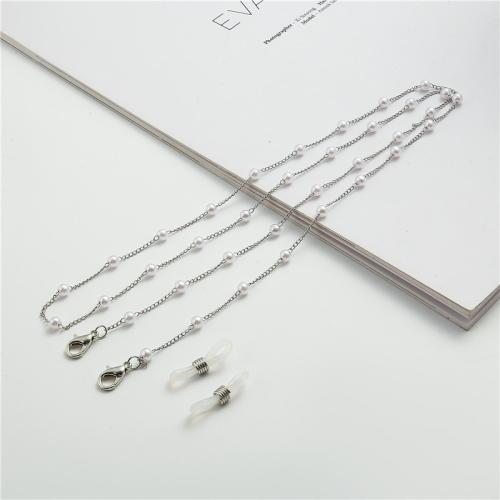 Zink Alloy Glasögon Kedja, med Plast Pearl, guldfärg pläterade, mode smycken, fler färger för val, 50x50x50mm, Längd 38 cm, Säljs av PC