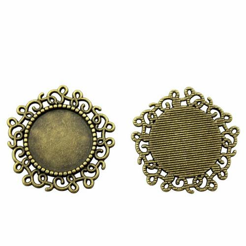 Zinc Alloy Pendant Cabochon Setting plated DIY & hollow antique bronze color Inner Approx 14mm Sold By PC