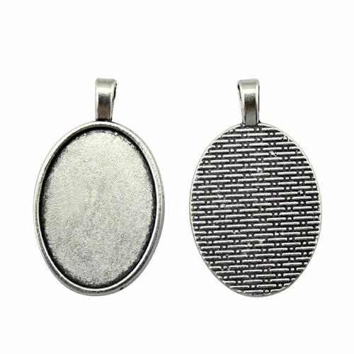 Zinc Alloy Pendant Cabochon Setting plated DIY antique silver color Inner Approx Sold By Bag