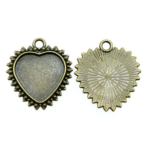 Cinc aleación Colgante Cabujón ajuste, aleación de zinc, Corazón, chapado, Bricolaje, color de bronce antiguo, diámetro interior:aproximado 20mm, Vendido por UD