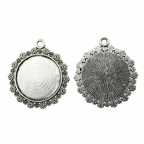 Zinc Alloy Pendant Cabochon Setting Round plated DIY Sold By Bag