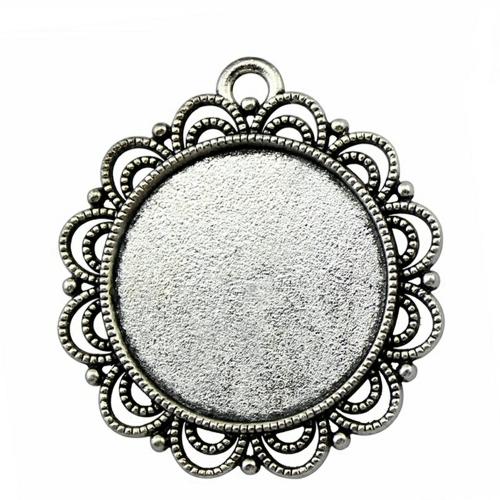 Zinc Alloy Pendant Cabochon Setting plated DIY & hollow Inner Approx 25mm Sold By PC