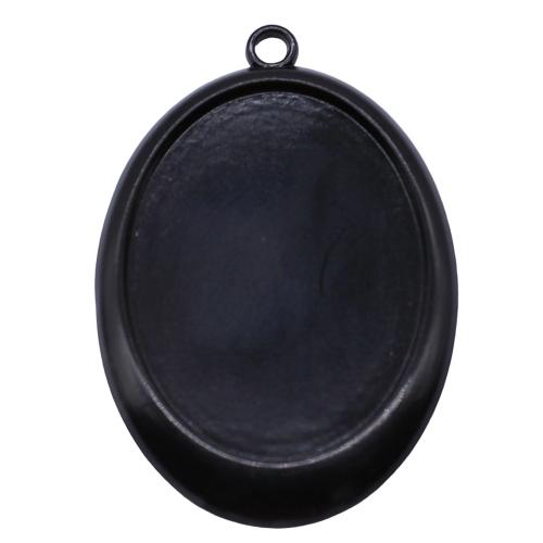 Sinc Alloy siogairlín Cabochon Socrú, plátáilte, DIY, dubh, Trastomhas Istigh:Thart 30x40mm, Díolta De réir PC